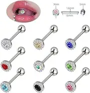[SSQKYZCSYZ] Tongue Rings - 6 pc Mix-color Stainless Steel Tongue Nipple Rings Piercing Jewelry For Women & Men