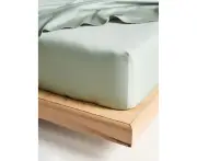Linen House Augusta 500TC Cotton Sateen Long Single Fitted Sheet - Green Gum