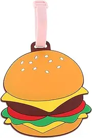Generic Cute Cartoon Hamburger Luggage Tag Fun Travel Baggage Identifier Tag for Suitcases