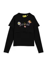 Off-white Kids Funny Flowers Printed Layered Cotton top (12-14 Years) - Black - 14YR (14 Years) 14YR (14 years)