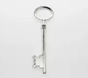 Large Key Pendant Skeleton Key Antique Silver Tone Big Steampunk Charm 80mm