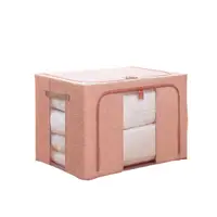 在飛比找PChome24h購物優惠-【BeOK】和風棉麻衣物棉被收納整理箱 100L-1入-粉色