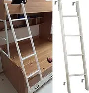 116 130 140 150 cm Hook-Style Top Bunk Ladder, Adult/Teens/Kids Metal Climbing Ladder for Motorhomes Twin Loft Bed Dormitory Elevated Bed, Load 150kg (Color : White, Size : 1.16m
