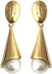 MAYJAI Cool Breeze Fashion Minimalist Pearl Earrings,Gold
