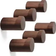 Wood Wall Hooks 6 Pack, Natural Wooden Coat Hooks Wall Mounted, Handmade Rustic Hat Hooks Heavy Duty Entryway Wall Hangers for Hanging Towels, Clothe
