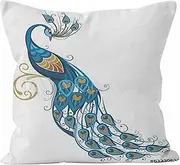 [Nimvoya] Linen Pillow Covers Vintage Style Stretch Couch Cushion Covers For Sectional Sofa 50x50cm, Peacock Pillow Cover Japandi Couch Cushion Covers Living Room Sofa Decor 1Pcs