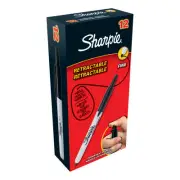 Sharpie S0810840 Retractable Black Pens Box of 12