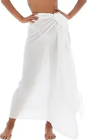 [Back From Bali] Womens Sarong Wrap Beach Swimsuit Cover Up – Solid Colors with Coconut Clip