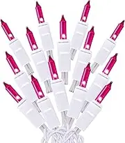 Holiday Essence - Pink Christmas Valentine's String Lights 100 Mini Incandescent Fairy Light Decor 20.6 Ft White Wire Indoor & Outdoor Party Patio Bedroom, Xmas Tree Garland Easter Holiday Decoration