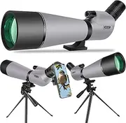 Sfeoot 25-75x80 HD Spotting Scope Tripod and Cell Phone Adapter, BAK4 Prism Spotting Scope for Target Shooting, Bird Watching, Hunting, and Wildlife Observation, Sharp Image (Gray)