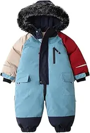 [Generic] Kids 2-Piece Snowsuit Toddler Baby Boys Girls Winter Warm Wear Down Jacket Ski Jacket & Snow Bib Pants Ski Suit