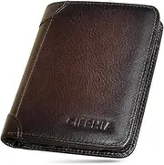 [Ciephia] RFID Blocking Trifold Genuine Leather Wallets for Men, Vintage Thin Short Multi Function Credit Card Holder,Money Clips with 2 ID Windows Give Gifts to Men, Coffee, Vintage