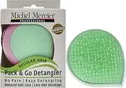 Michel Mercier Pack and Go Detangler - Unisex Detangling Hair Brush - Mini Portable Travel Size, Compact Brush - Regular Hair - Green-Pink - 1 pc
