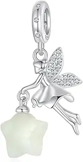[Teleye] Magical Fairy Pendant Charm 925 Sterling Silver Charm Fits For Pandora Bracelet Necklace,SCC2867, Cubic Zirconia, Created Cubic Zirconia