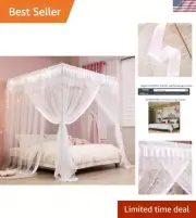 Whimsical White Bed Canopy for Twin Princess Bedrooms - All-Round Protection