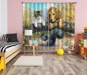 3D Dog Cat Squirrel A601 Blockout Photo Curtain Fabric Window Kevin Walsh Amy