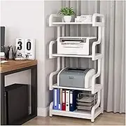 Printer Stand Multi-Layer Printer Shelf Office File Organizer Home Storage Bookshelf Copy All-in-one Machine Host Shelf Printer Table(White)