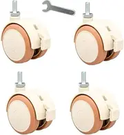 Set of 4 Child Crib Caster Rubber Swivel Cot Castors,2-in Furniture Wheel,Baby Crib Wheel Accessories,Capacity 120kg,Double Wheel,Silent,for Coffee Table,Storage Box,with Threaded Stem (M6)