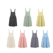 Color for Cross Back Apron with Pockets Adjustable Waist Tie Cotton Linen B
