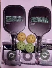 ZNY Pickleball Set - 2 Paddles, 4 Balls, Towel, & Carrying Case - NIB