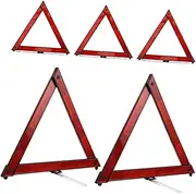 Traffic Safety Essential: 5pcs Foldable Reflective Triangle Signs for Emergency Roadside Use