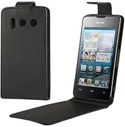 LYX Vertical Flip Leather Case for Huawei Y300 (Black) Shockproof