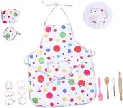 Toddmomy Apron with Chef Hat Dress Up Costume for Cooking Baking Realistic Kitchen Play for Ages Easy Clean Store Design Birthday Present Stocking Stuffer