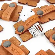 TOPHOME Cord Organizer Headset Headphone Earphone Wrap Winder Genuine Leather OG