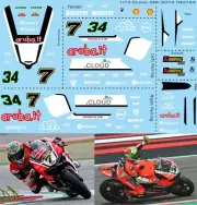 1/12 Decals for Ducati Panigale 1199 R SBK 2016 Chaz Giugliano Decal TBD764