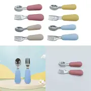 Self Feeding Spoon Spoon Fork Set Toddlers Feeding Baby Spoons Forks SetsEC