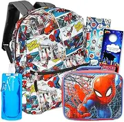 Spiderman Backpack & Lunch Box Set - Bundle: Spidey Spiderverse School Supplies, Spiderman Backpack, Spiderman Lunch Box, Spiderman Backpack, Spiderman Lunch Box, Spiderman Backpack and Lunch Box Set