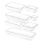 1 Set of Clear Drawer Organizers Boxes Desk Drawer Dividers Organizer Trays