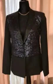 NWT Elizabeth and James Women Sequined Black Blazer Size 02
