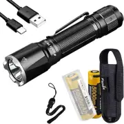 Powerful 3100 Lumen USB-C Tactical Flashlight with Durable Design & Accessories