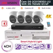 Hikvision 4CH 4K ColorVu IP Camera CCTV System MIC IR Hybrid Light Plug Play POE