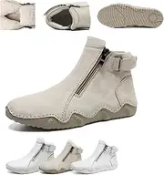 [Generic] Women's waterproof casual fashion short boots, double zip handmade suede high-top outdoor snow sports shoes, outdoor leisure soft insole durable.