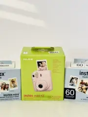 FujiFilm Mini Camera 12 Pink Camera Bundle Instax Film X2 60ct Brand New In Box
