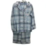 NEW Peter Alexander Checkered Blue Flannelette Longsleeve PJ Set Ladies Sz Large