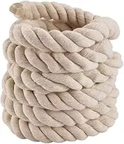 10ft Natural Twisted Cotton Rope Strong Triple-Strand Rope for Sports, Crafts, Indoor Outdoor Use Tug of War Rope