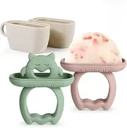 Haakaa Chilly Monster Popsicle Mold Set,Reusable Silicone Popsicles Molds for Kids - BPA Free, Easy Release Ice Pop Maker - Homemade DIY （Molds Blush + Pea Green）