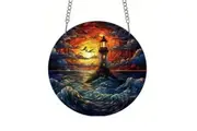 Lighthouse Suncatcher Acrylic Window Colorful Hanging Home Decor 15cm- Style 01