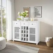2 Door 3 Drawer Wine Storage Cabinet Sideboard,Sideboard Buffet Cabinet with Door,Inner Shelves Pantry Cupboard Corner Cabinet,Kitchen Storage Table Display Organizer Hallway