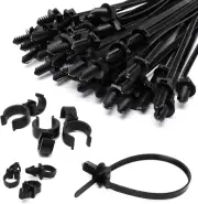 Push Mount Zip Ties 50Pcs, Heavy Duty Black Wire Zip Tie Mounts