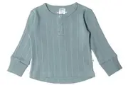 Woolbabe: Long Sleeve Henley Top - Tide Marl (Newborn)