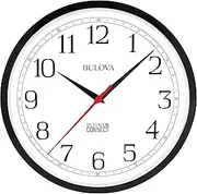 [Bulova] Precision Connect Wall Clock C5000, 12.5" | Black and White | Accurate Timekeeping | Modern Design | Battery Operated | WiFi Enabled