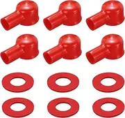 uxcell Battery Terminal Cover, 6 Pcs Battery Terminal Protector Truck Battery Terminal Cover with Washers Red L12-22-46mm for Car Accessories Truck Marine Boat