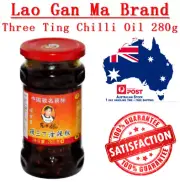 NEW Premium Lao Gan Ma Three Ting Chilli Oil 280g + Free Ship 老干妈-辣三丁油辣椒