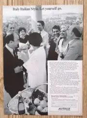 1966 Alitalia Italian Airlines Balcony Dinner Party Photo Vintage Print Ad