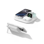 3-in-1 Magnetic Foldable Wireless Charger + Magnetic Power Bank Bundle, White