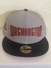 Washington Nationals-New Era Hat Club Fitted Hat-Size 7 1/2 -Gray Capitol Patch